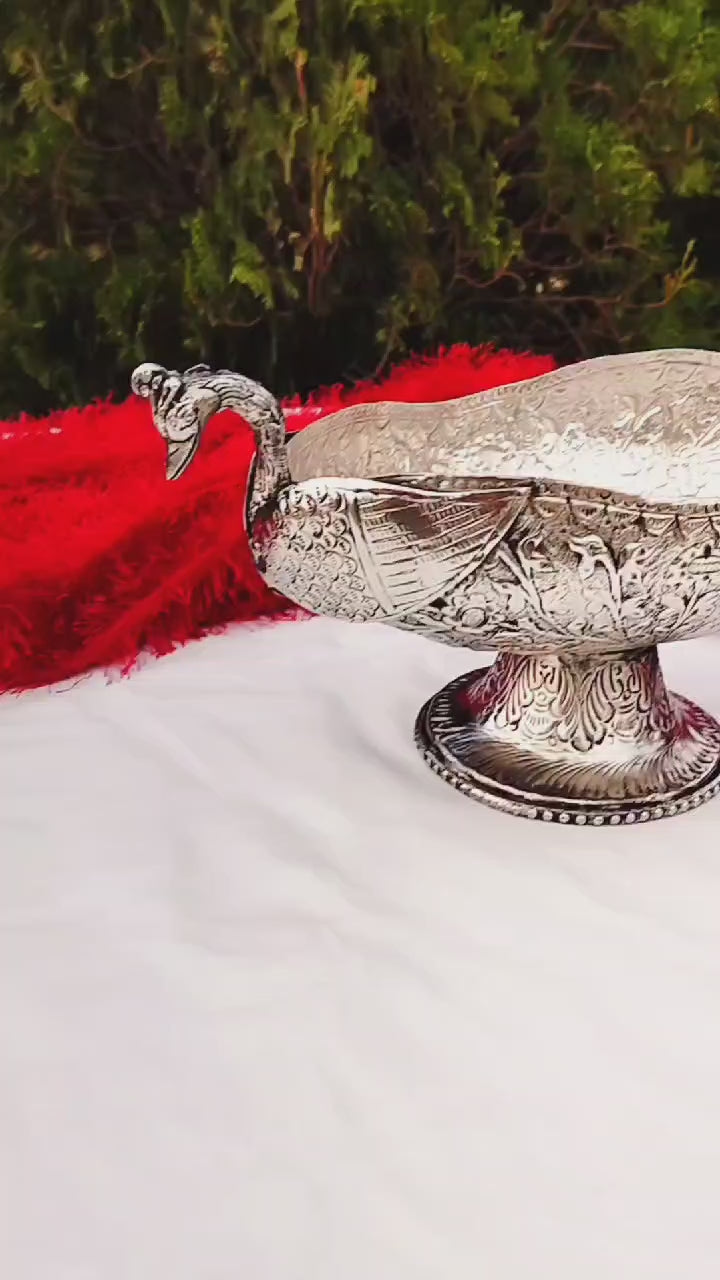 Antique German silver peacock urli/ bowl for home décor/ gift item